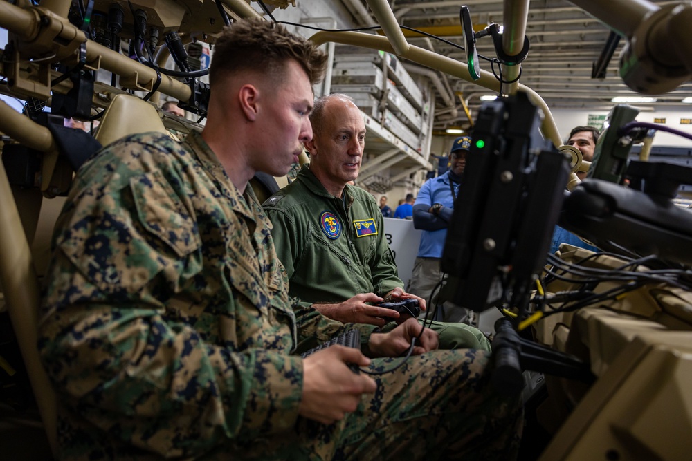 Marines from the 22nd LAAD Brief Commander, ESG 2 on L-MADIS