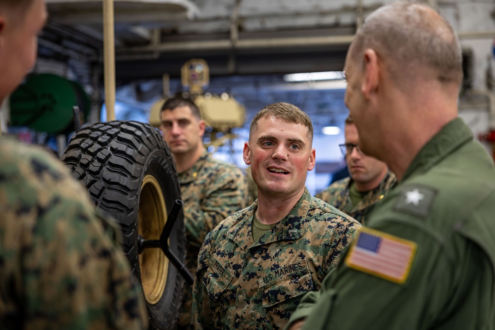 Marines from the 22nd LAAD Brief Commander, ESG 2 on L-MADIS