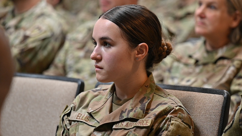 Airmen Listen to Brigadier General Hartley Deliver Warrior Ethos Message