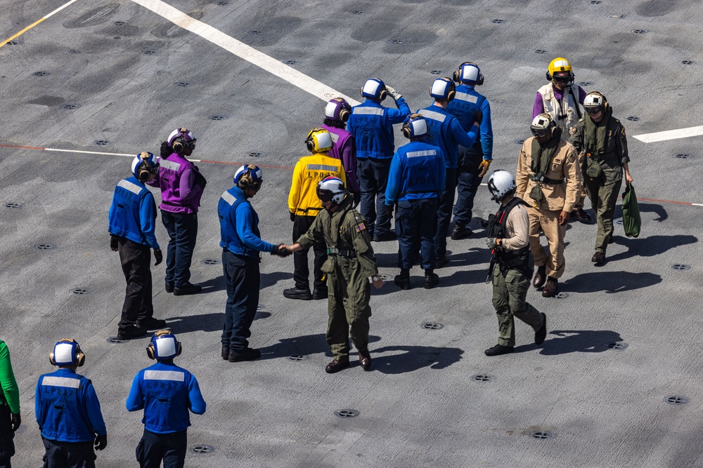 22nd MEU | Rear Admiral Walt Visits USS San Antonio During PMINT