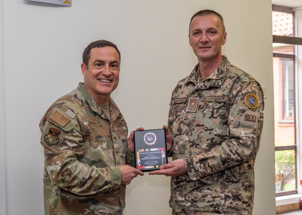 MDNG brigadier general awarded by AFBiH major in Zenica, BiH