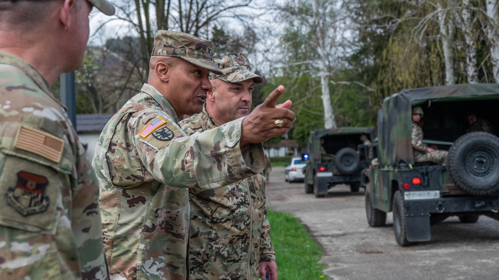 MDNG and AFBiH leaders observe convoy demonstration departure, Zenica, BiH