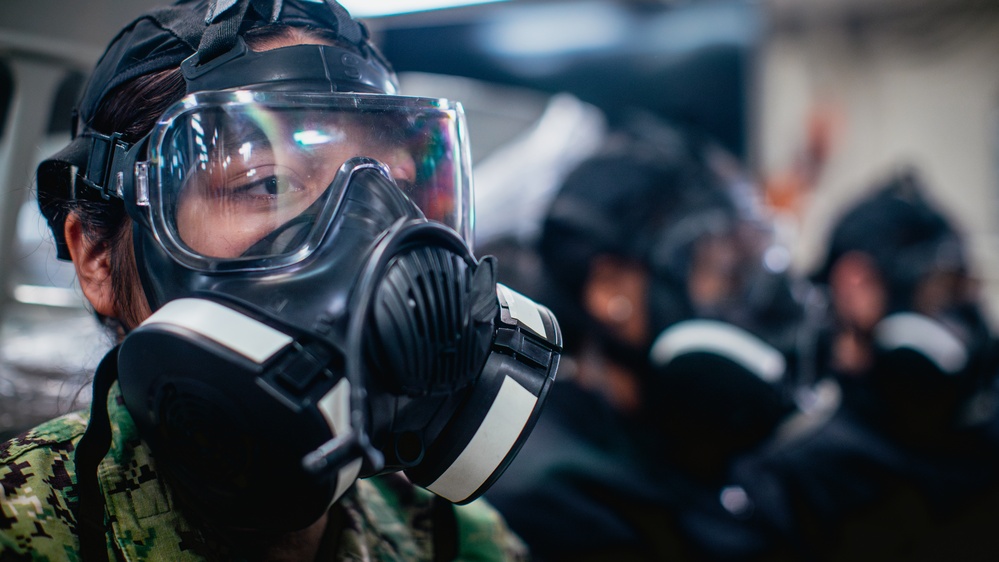 George Washington Sailors Conduct a Chemical, Biological, and Radiological Fit Test