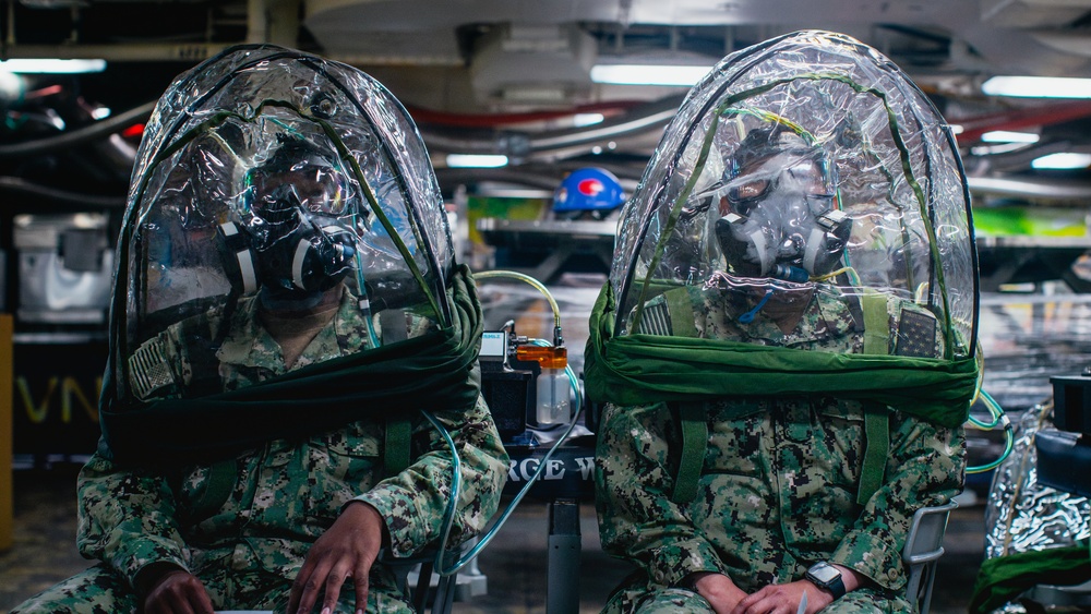 George Washington Sailors Conduct a Chemical, Biological, and Radiological Fit Test