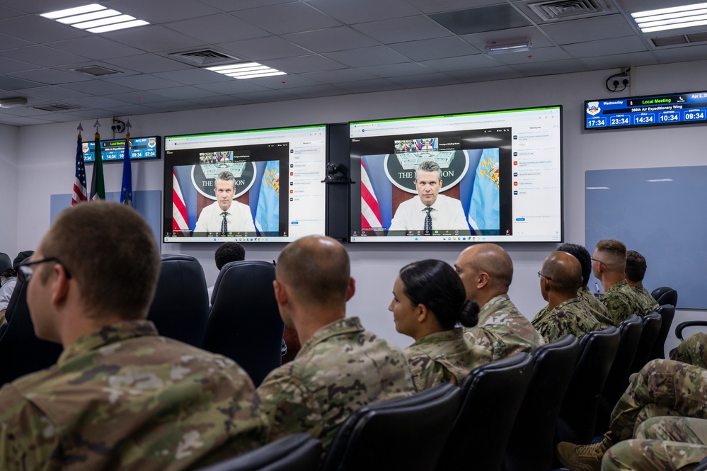 Secretary of Defense discusses readiness with deployed Airmen