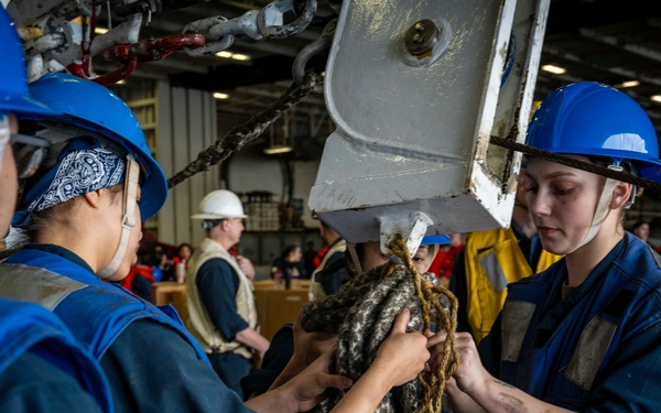 Nimitz Sailor Secures Line During Replenishment-at-Sea