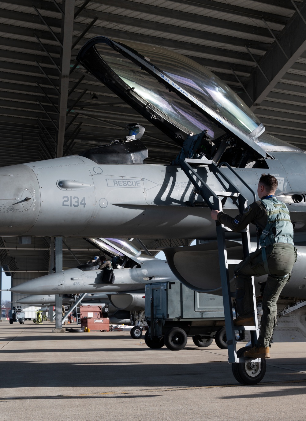 U.S. Air Force pilot prepares for takeoff