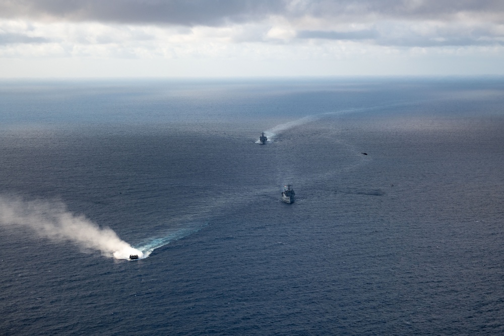 U.S., India Navy and Air Force operate together in the Bay of Bengal during Exercise Tiger Triumph 2025