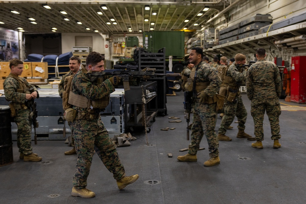 US Marines Conduct Reload Drills on USS Iwo Jima