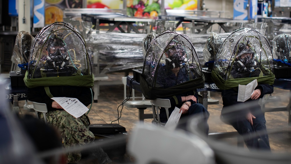 George Washington Sailors Conduct Chemical, Biological, and Radiological Fit Test