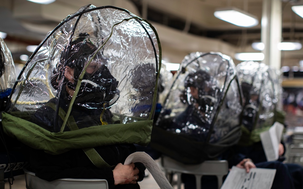 George Washington Sailors Conduct Chemical, Biological, and Radiological Fit Test