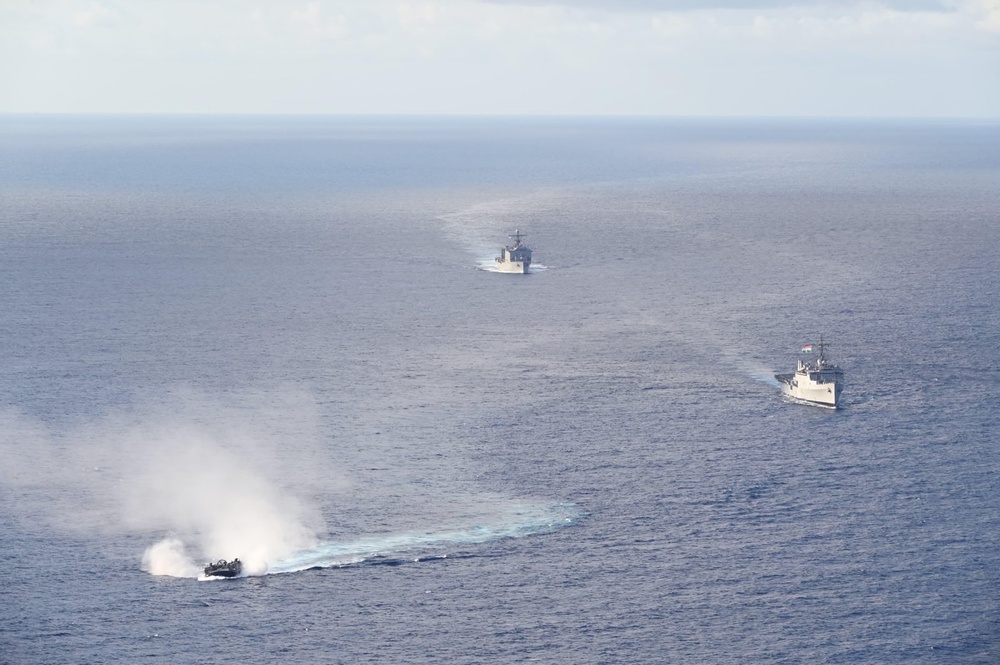 U.S., India Navy and Air Force operate together in the Bay of Bengal during Exercise Tiger Triumph 2025