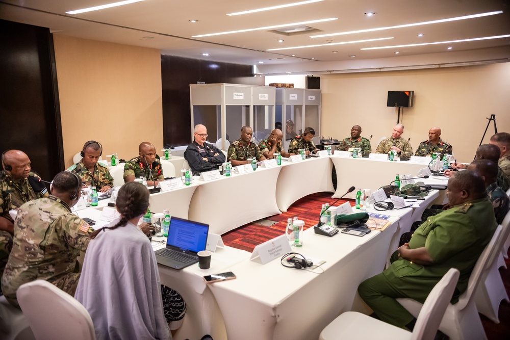 African land force commanders break out into small discussion groups at the African Land Forces Summit 2025