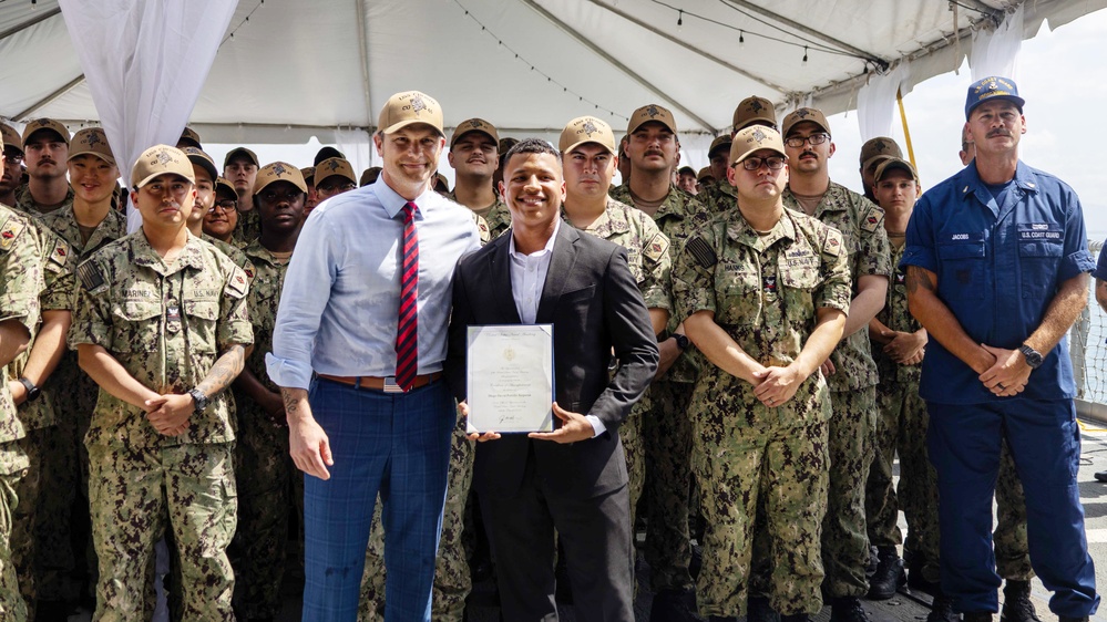 Secretary of Defense Hegseth presents U.S. Naval Academy acceptance to Panamanian student
