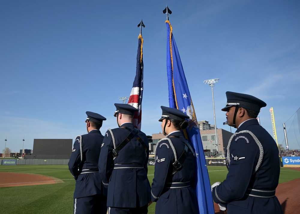 McConnell performs KC-46 flyover for Wichita Wind Surge opening day