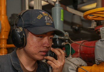 USS Iwo Jima Sailors conduct standard Boiler Room Procedures