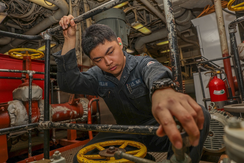 USS Iwo Jima Sailors conduct standard Boiler Room Procedures