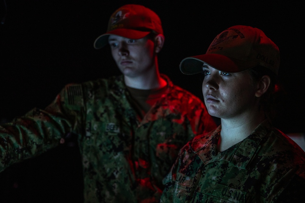 George Washington Sailors Simulate SHip Maneuvers