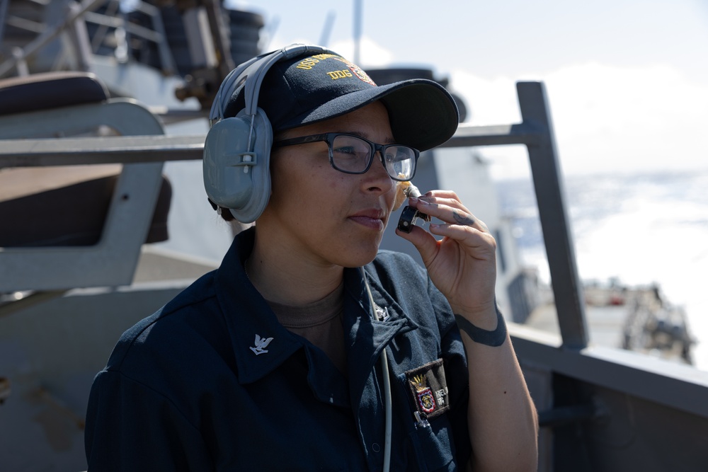 USS Curtis Wilbur Sailor Stands Watch