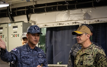 Rear Adm. Todd Cimicata Commander, Logistics Group Western Pacific/Task Force 73 visits the Republic of Korea Navy's Sea Salvage and Rescue Unit during SALVEX Korea 2025