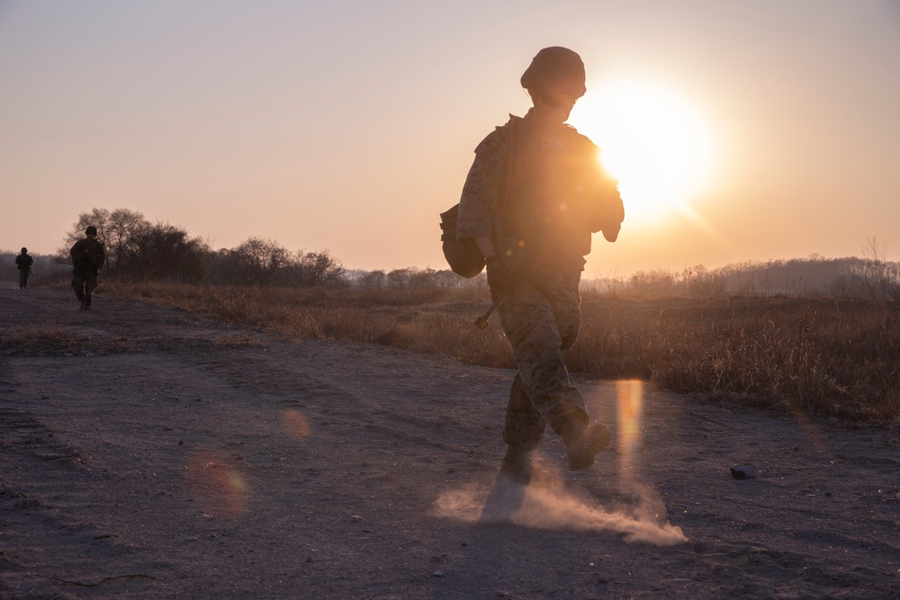 U.S. Marines and Sailors conduct patrol training in South Korea