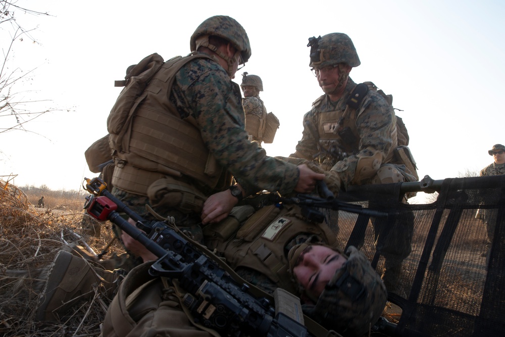 U.S. Marines and Sailors conduct patrol training in South Korea