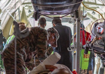 U.S. Air Force 18th Aeromedical Evacuation (AE) Squadron conducts AE training with Indian Armed Forces medical personnel during Exercise Tiger Triumph 2025