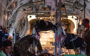 U.S. Air Force 18th Aeromedical Evacuation (AE) Squadron conducts AE training with Indian Armed Forces medical personnel during Exercise Tiger Triumph 2025