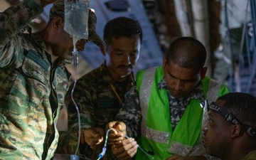 U.S. Air Force 18th Aeromedical Evacuation (AE) Squadron conducts AE training with Indian Armed Forces medical personnel during Exercise Tiger Triumph 2025