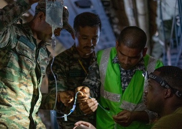 U.S. Air Force 18th Aeromedical Evacuation (AE) Squadron conducts AE training with Indian Armed Forces medical personnel during Exercise Tiger Triumph 2025