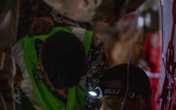 U.S. Air Force 18th Aeromedical Evacuation (AE) Squadron conducts AE training with Indian Armed Forces medical personnel during Exercise Tiger Triumph 2025