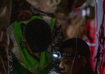 U.S. Air Force 18th Aeromedical Evacuation (AE) Squadron conducts AE training with Indian Armed Forces medical personnel during Exercise Tiger Triumph 2025