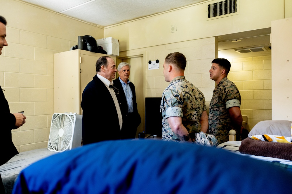 The Secretary of the Navy tours barracks facilities at II MEF