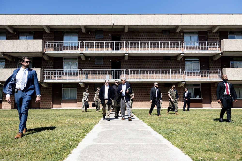 The Secretary of the Navy tours barracks facilities at II MEF