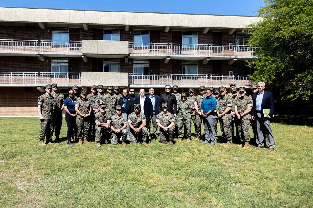 The Secretary of the Navy tours barracks facilities at II MEF