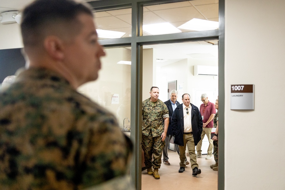 The Secretary of the Navy tours barracks facilities at II MEF