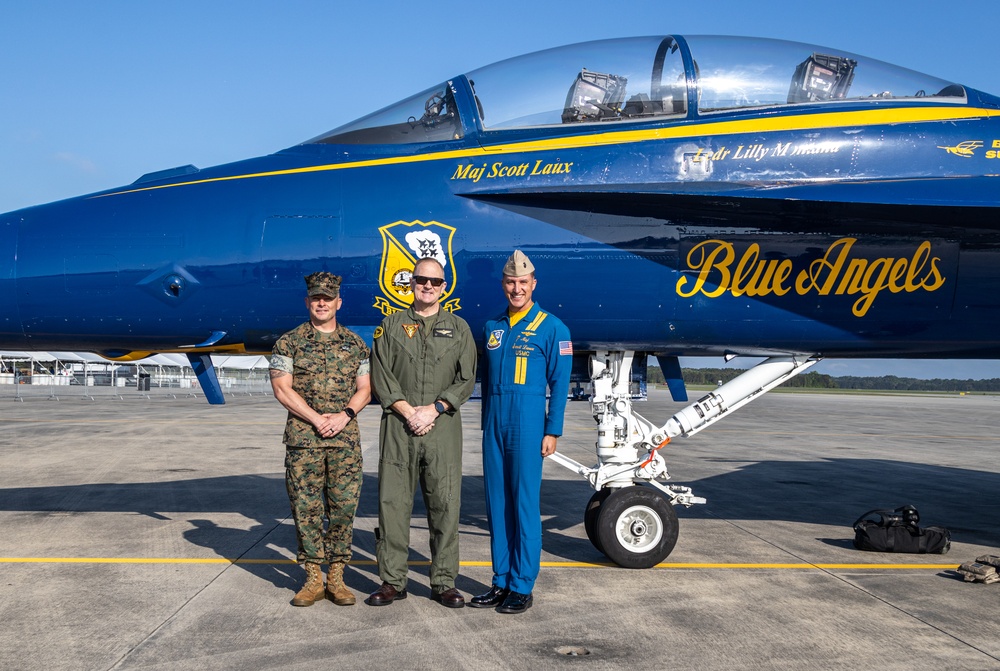 Local hero and media take flight with the Blue Angels