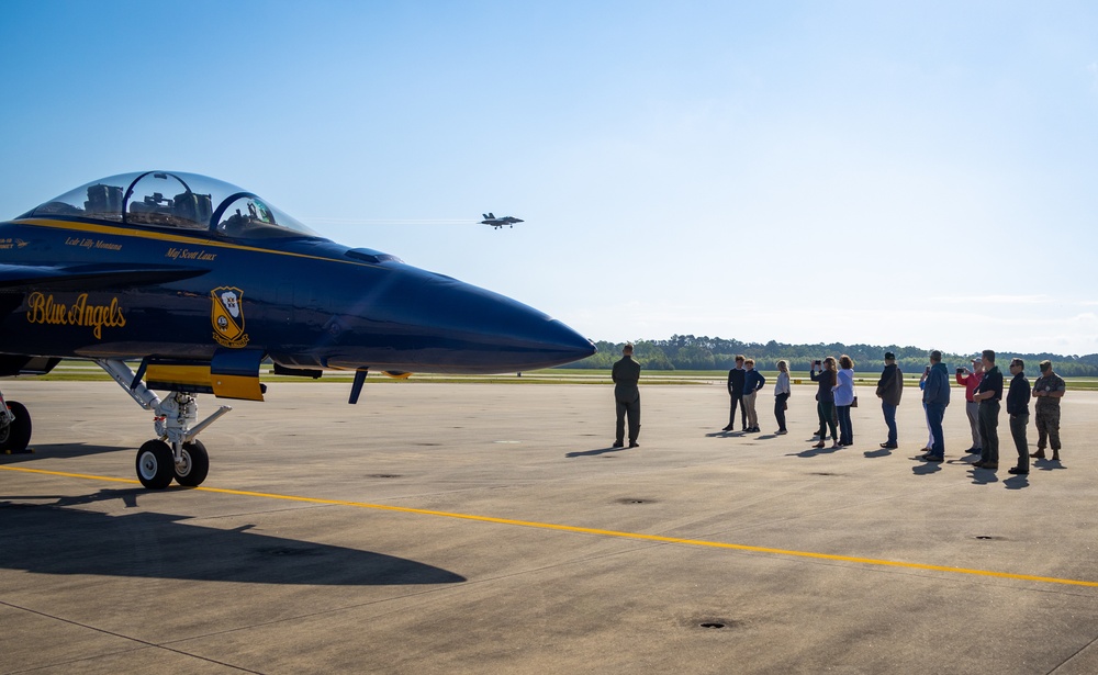 Local hero and media take flight with the Blue Angels