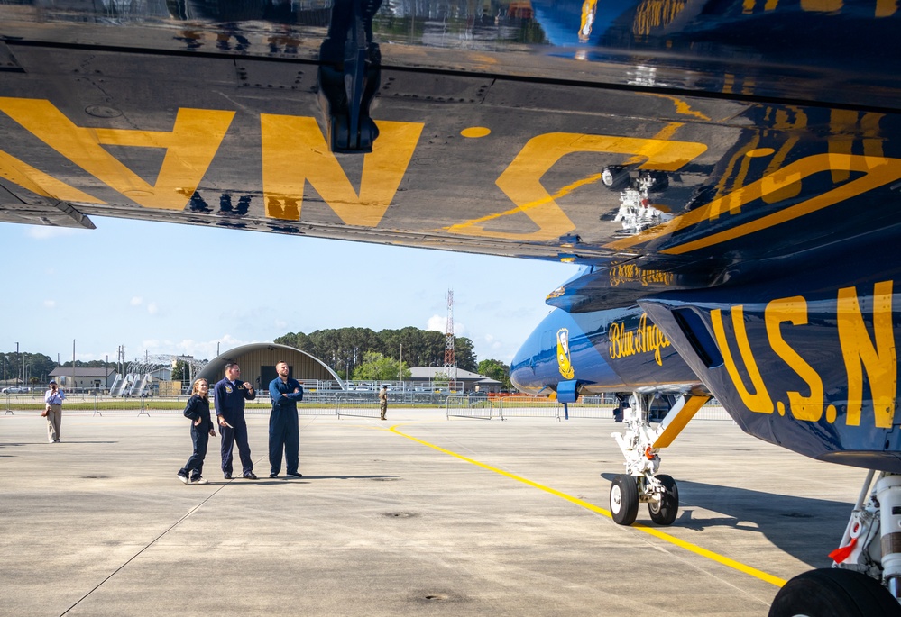Local hero and media take flight with the Blue Angels