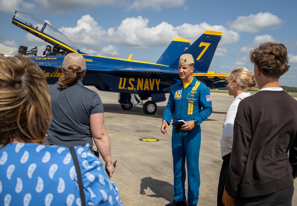Local hero and media take flight with the Blue Angels