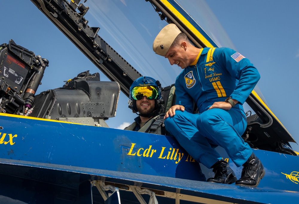 Local hero and media take flight with the Blue Angels