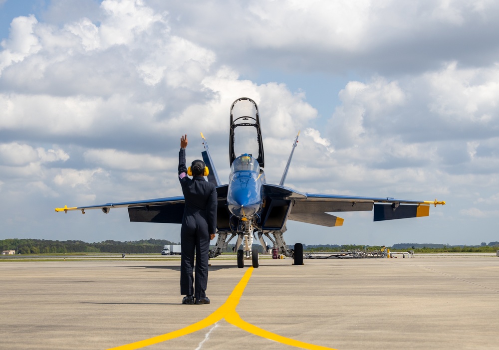 Local hero and media take flight with the Blue Angels