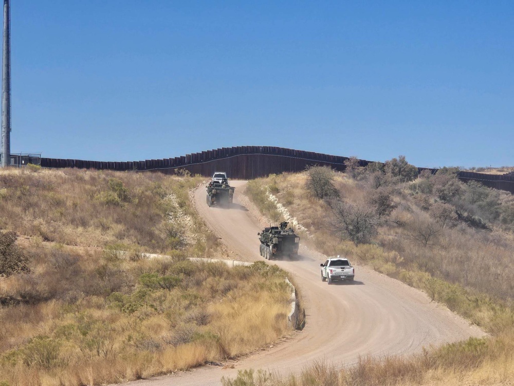 U.S. Soldiers conduct a joint mounted patrol along side Customs and Border Protection