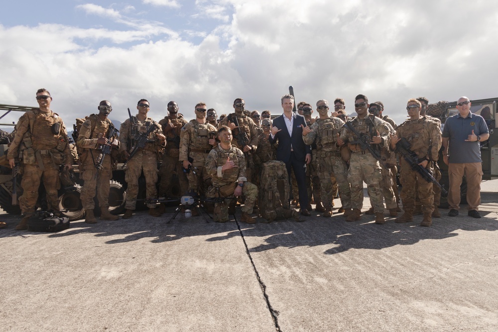 U.S. Secretary of Defense Pete Hegseth Visits Marine Corps Base Hawaii
