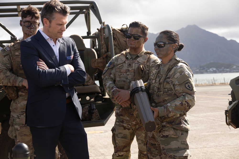 U.S. Secretary of Defense Pete Hegseth Visits Marine Corps Base Hawaii