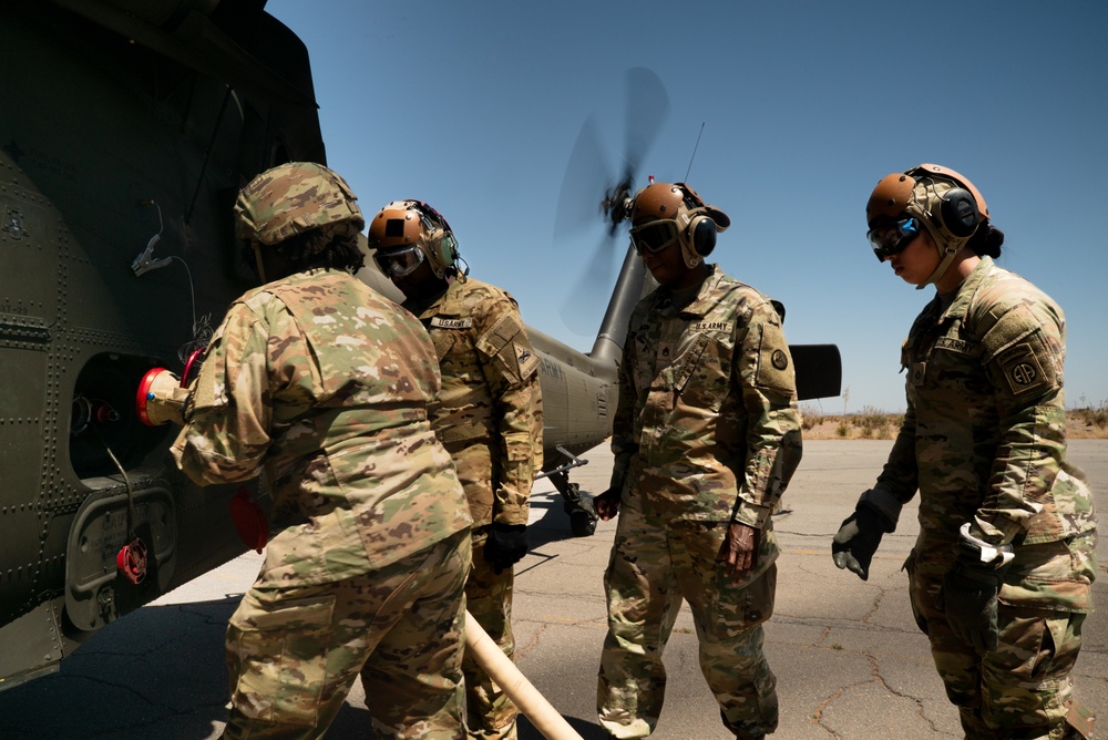 U.S. Soldiers train on forward arming and refueling point operations