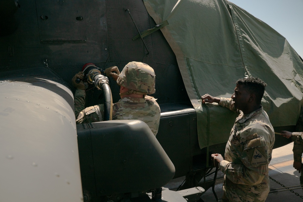 U.S. Soldiers train on forward arming and refueling point operations
