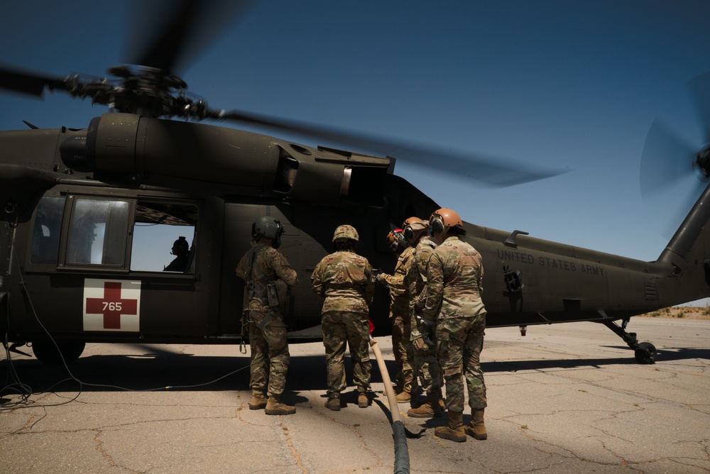 U.S. Soldiers train on forward arming and refueling point operations