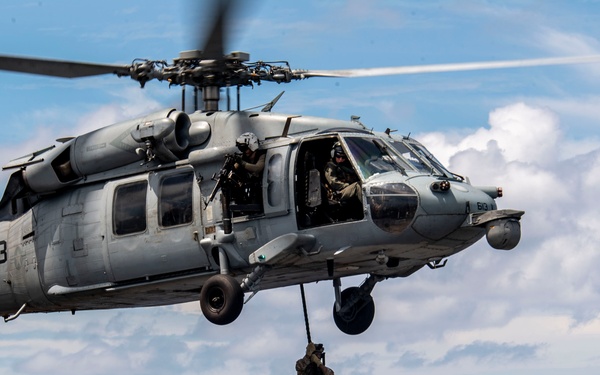 USS Carl Vinson (CVN 70) Conducts Fast Rope Training