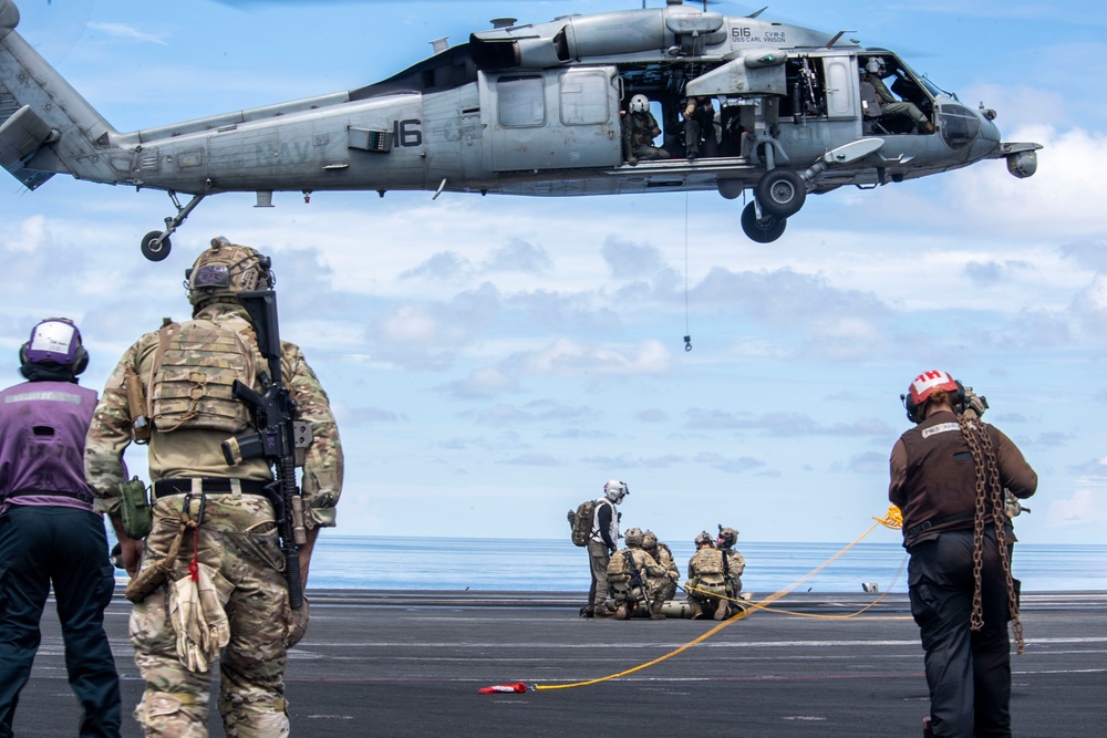 USS Carl Vinson (CVN 70) Conducts Fast Rope Training